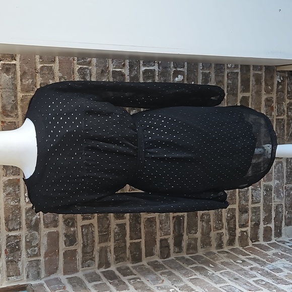 Paige Black Studded Sheer Sleeves Lined Belted Dress - Picture 4 of 5